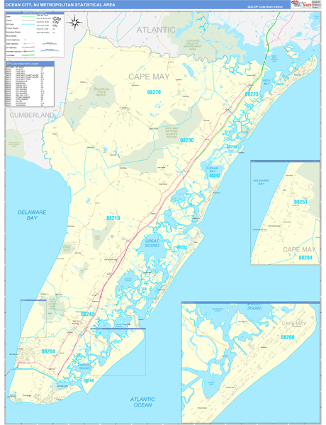 Ocean City Metro Area Wall Map